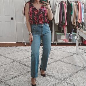 Abercrombie & Fitch high rise straight leg jeans & Free People Bodysuit-2 for 1!